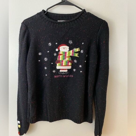 Christopher & Banks Sweaters - Christopher & Banks Women's S Black Santa Christmas Pullover Sweater